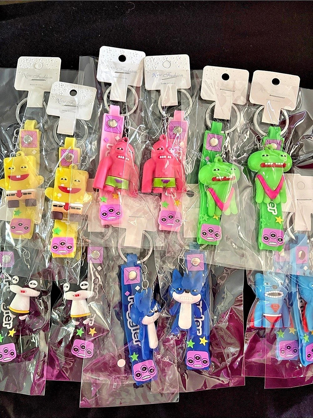Fuggler Character Keychain Bag Charm Set of 12 Multicolor with Removable Strap